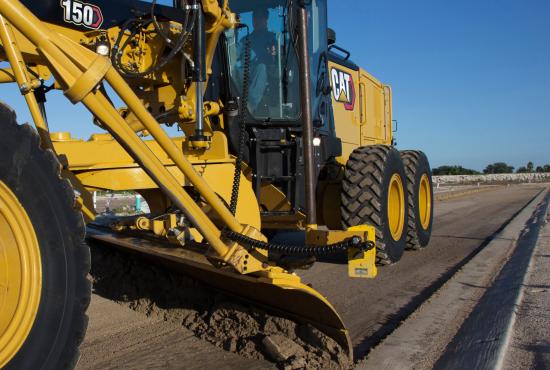 150 Motor Grader fine grading by curb 150 Motor Grader fine grading by curb